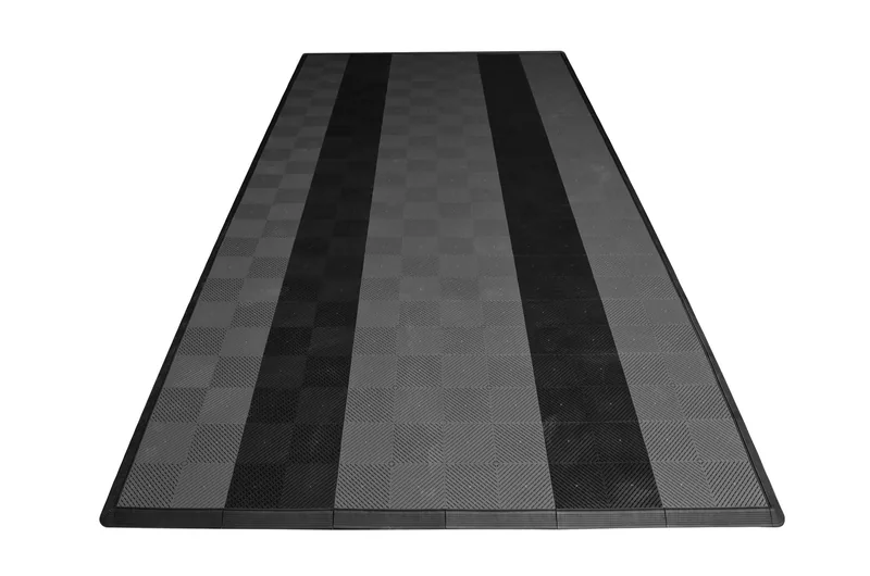 Ribtrax Smooth Pro One Car Garage Mat - Grey with Black Stripes