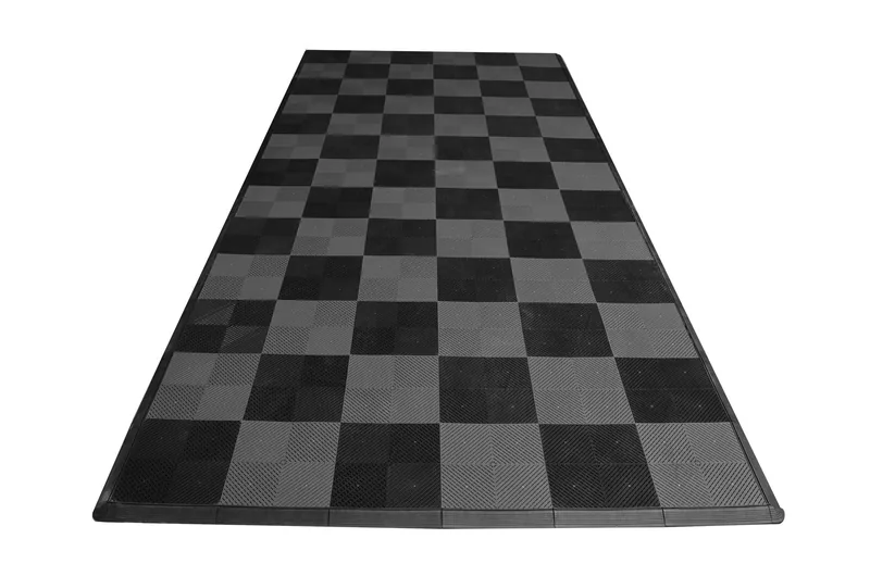 Ribtrax Smooth Pro One Car Garage Mat - Black and Grey Checkered