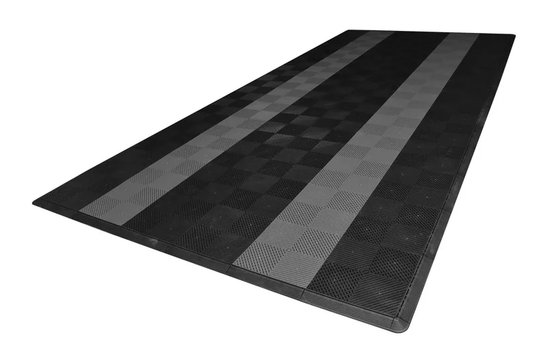 Ribtrax Smooth Pro One Car Garage Mat - Black with Grey Stripes 2