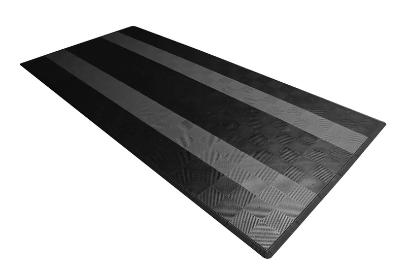 Ribtrax Smooth Pro One Car Garage Mat - Black with Grey Stripes 3
