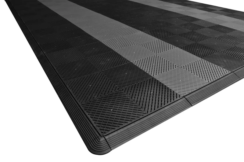 Ribtrax Smooth Pro One Car Garage Mat - Black with Grey Stripes 4