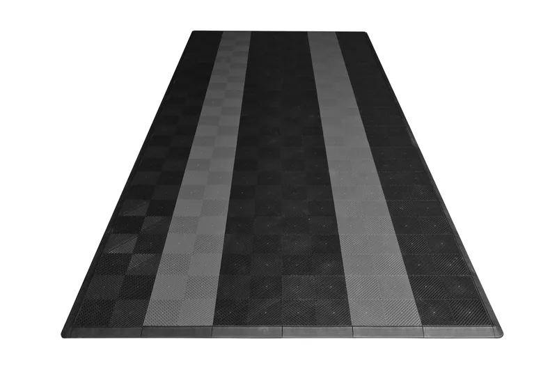 Ribtrax Smooth Pro One Car Garage Mat - Black with Grey Stripes