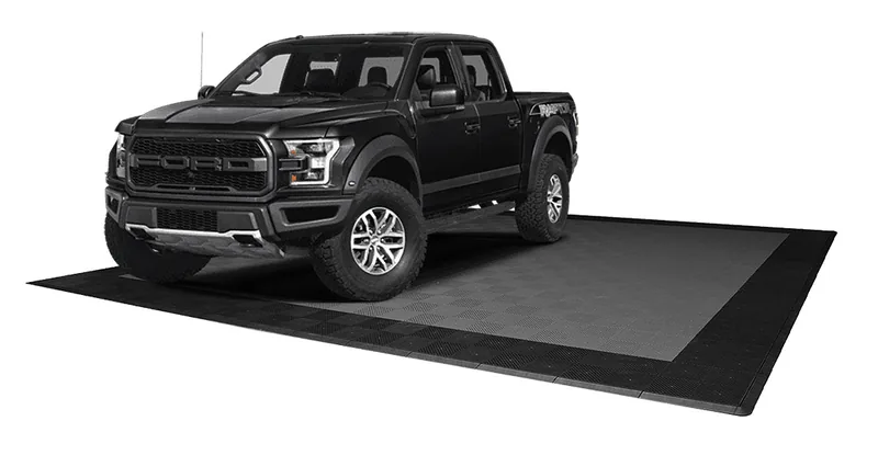 Ribtrax Smooth Pro Two Car Garage Mat - Grey with Black Border 2