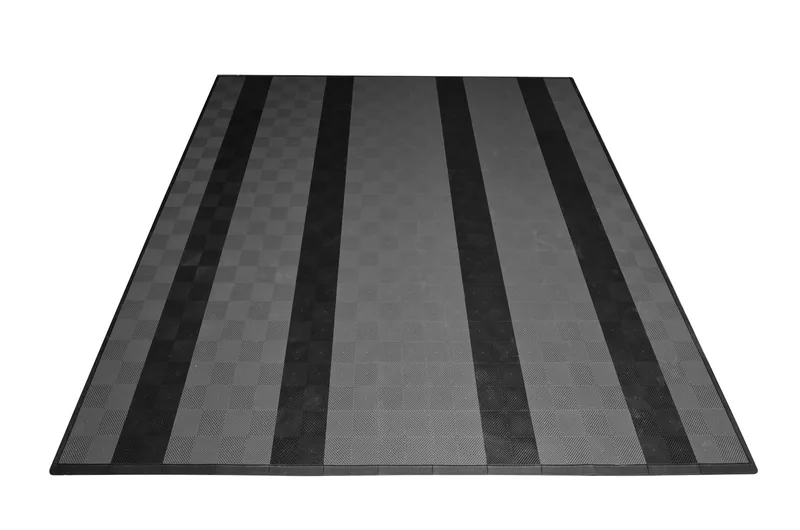 Ribtrax Smooth Pro Two Car Garage Mat - Grey with Black Stripes