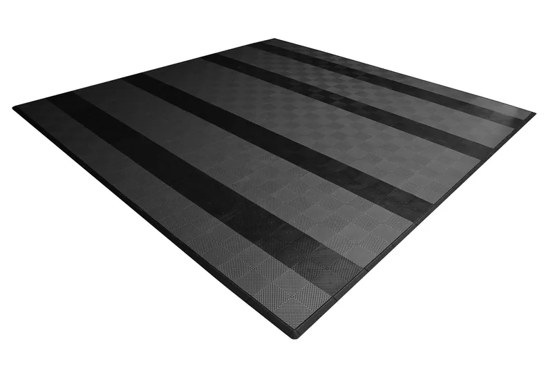 Ribtrax Smooth Pro Two Car Garage Mat - Grey with Black Stripes 2