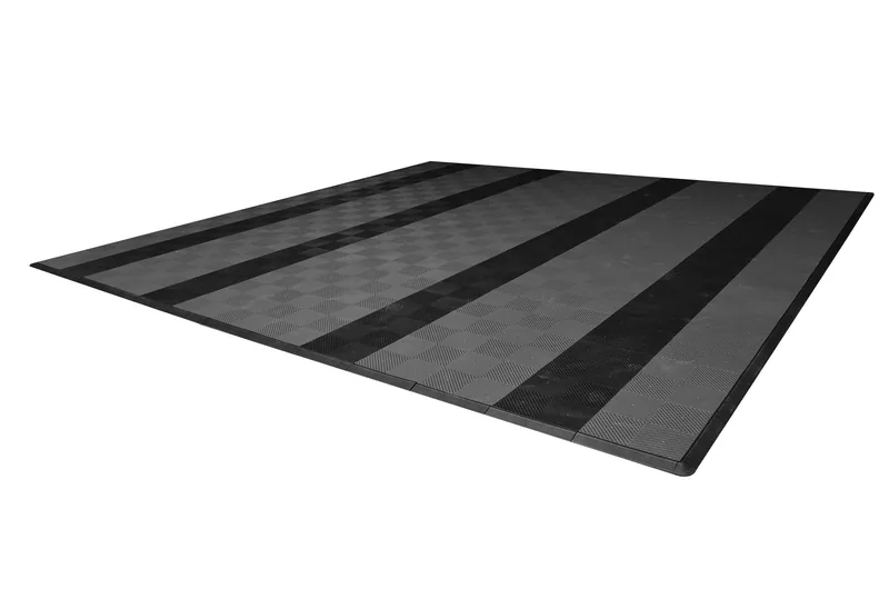 Ribtrax Smooth Pro Two Car Garage Mat - Grey with Black Stripes 3