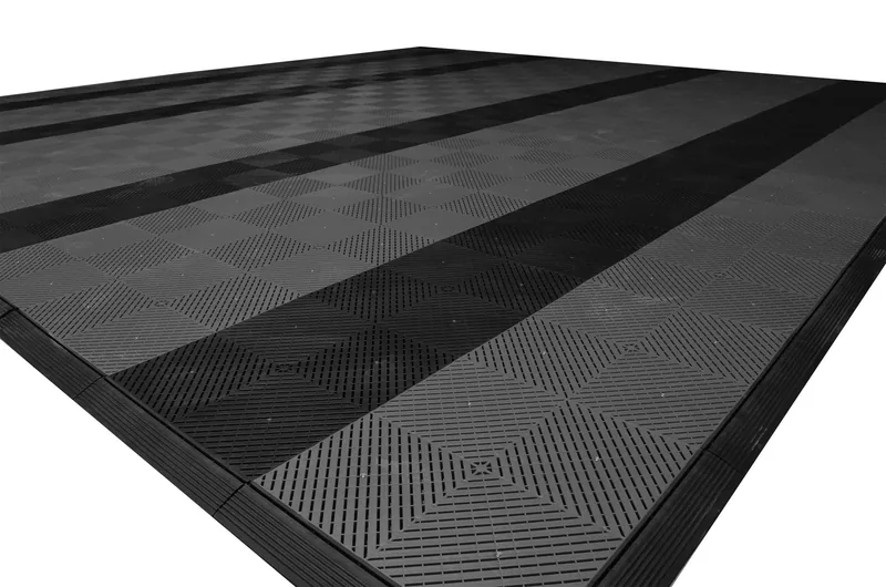 Ribtrax Smooth Pro Two Car Garage Mat - Grey with Black Stripes 5