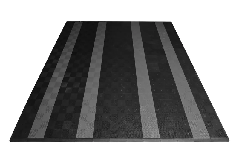 Ribtrax Smooth Pro Two Car Garage Mat - Black with Grey Stripes