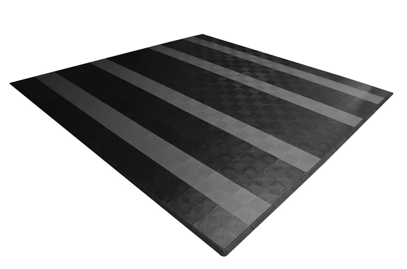 Ribtrax Smooth Pro Two Car Garage Mat - Black with Grey Stripes 2