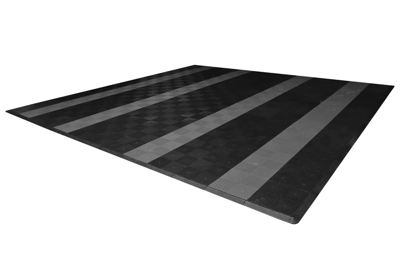 Ribtrax Smooth Pro Two Car Garage Mat - Black with Grey Stripes 3