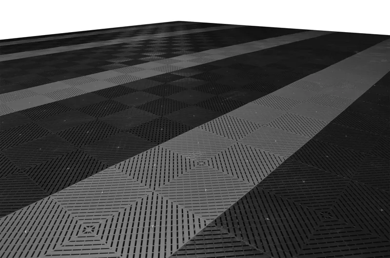 Ribtrax Smooth Pro Two Car Garage Mat - Black with Grey Stripes 4