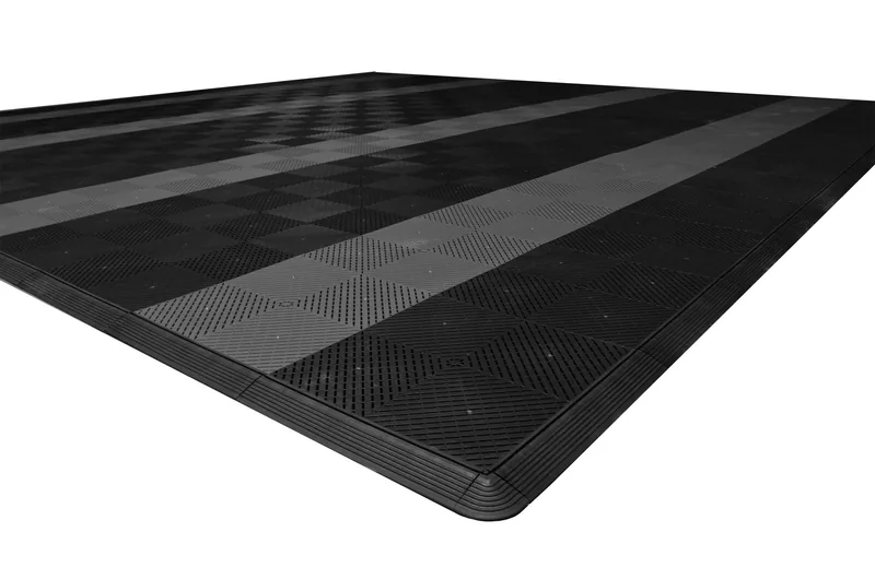 Ribtrax Smooth Pro Two Car Garage Mat - Black with Grey Stripes 5