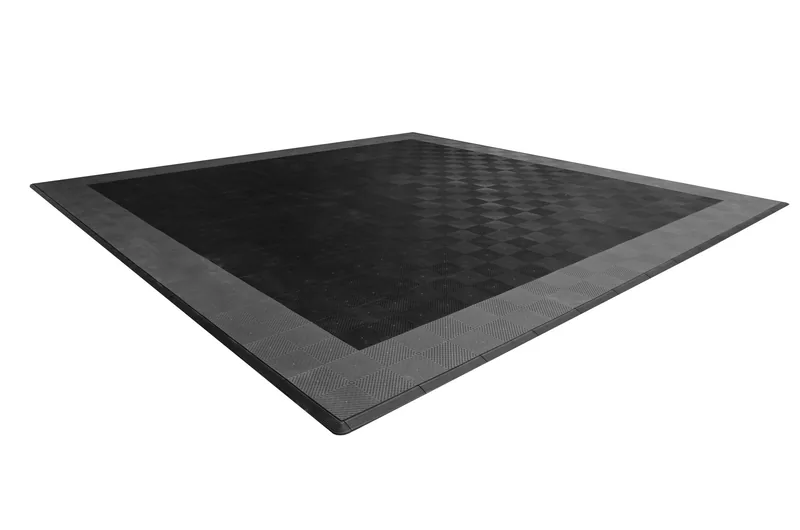 Ribtrax Smooth Pro Two Car Garage Mat - Black with Grey Border 2