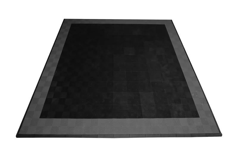 Ribtrax Smooth Pro Two Car Garage Mat - Black with Grey Border