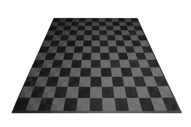 Ribtrax Smooth Pro Two Car Garage Mat - Black and Grey Checkered