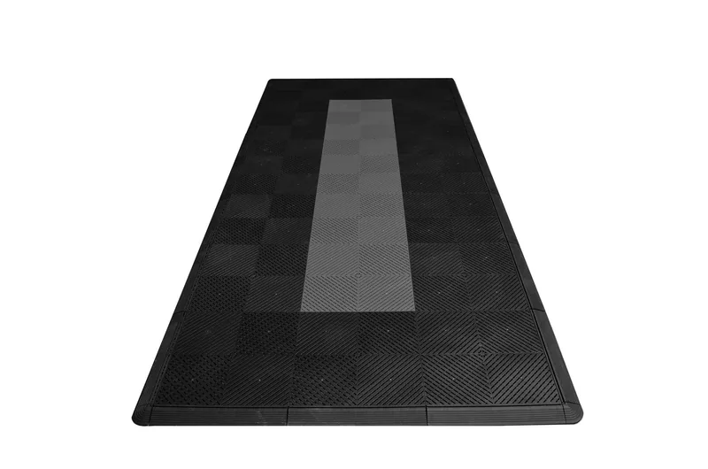Ribtrax Smooth Pro Motorcycle Mat - Black with Grey Stripe