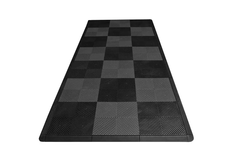 Ribtrax Smooth Pro Motorcycle Mat - Black and Grey Checkered