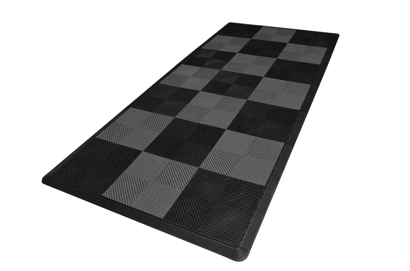 Ribtrax Smooth Pro Motorcycle Mat - Black and Grey Checkered 2