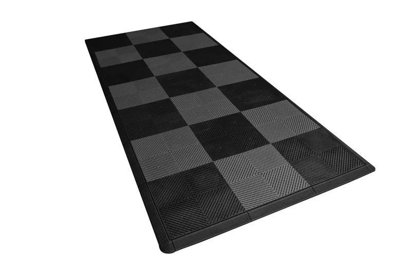 Ribtrax Smooth Pro Motorcycle Mat - Black and Grey Checkered 3