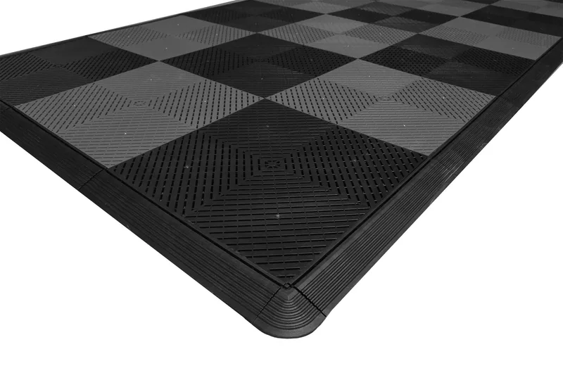 Ribtrax Smooth Pro Motorcycle Mat - Black and Grey Checkered 4